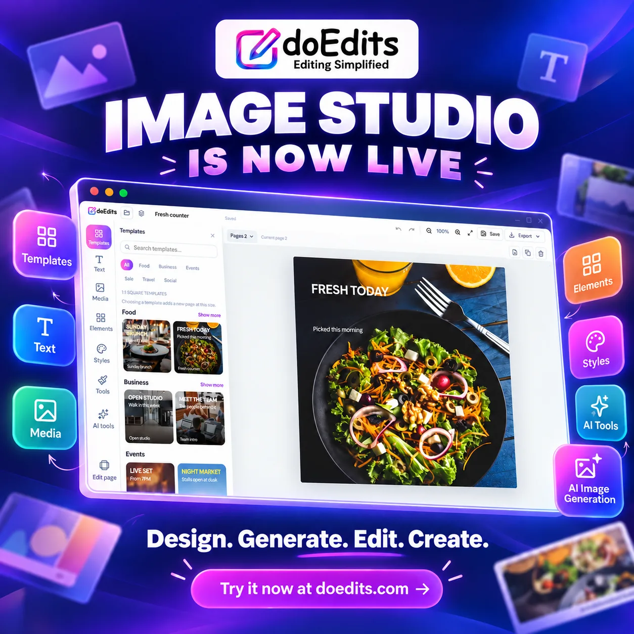 The doEdits Image Studio is now live! 🎨✨ screenshot