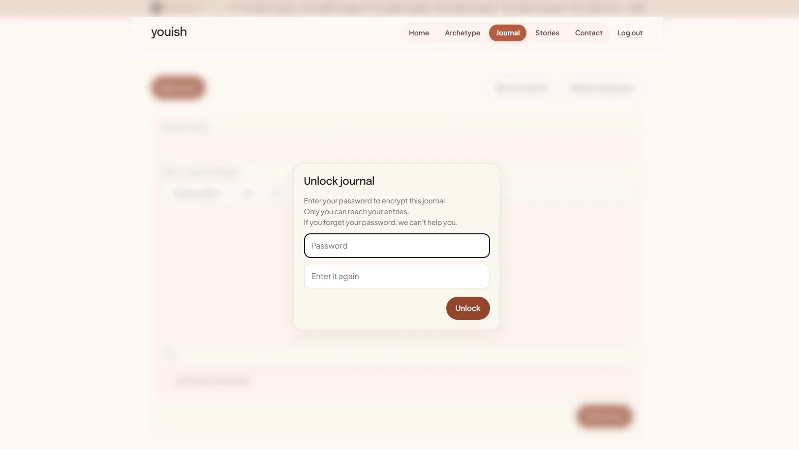 Created military level encryption for youish journal entries! screenshot