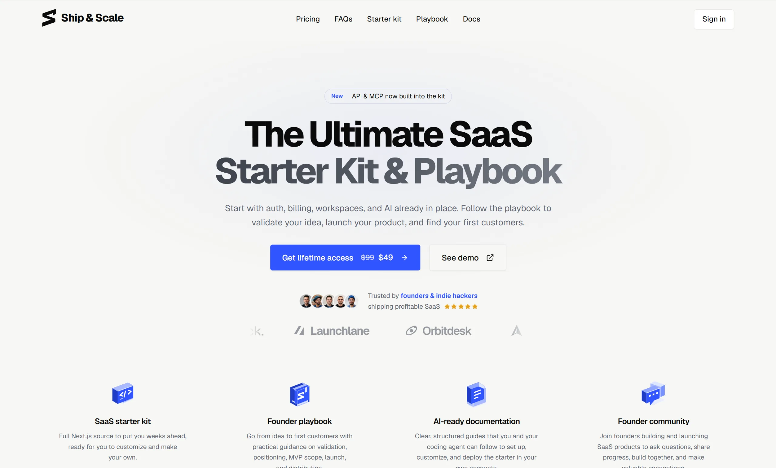 I've been building Ship & Scale, a SaaS starter kit plus a founder playbook. screenshot