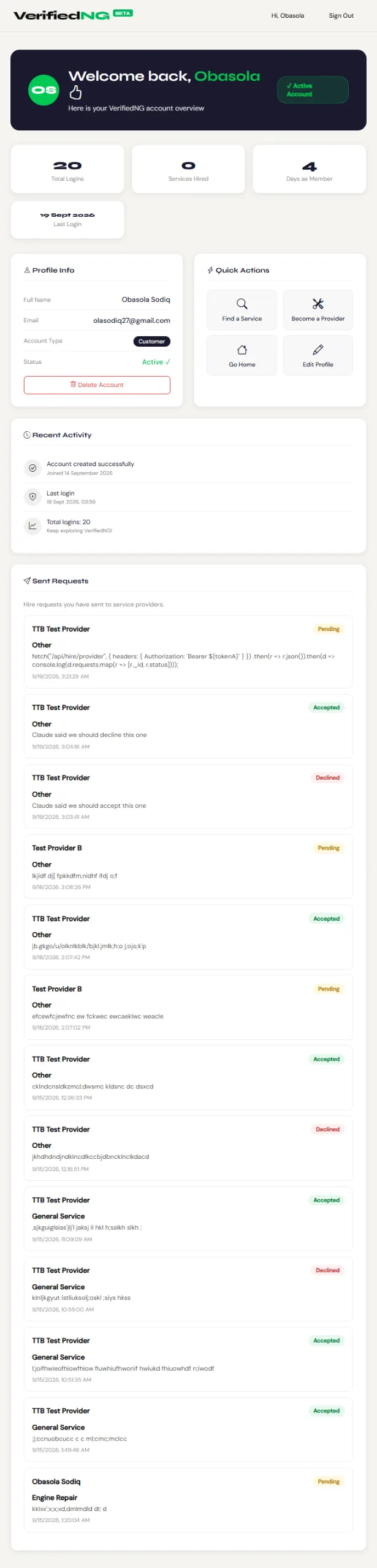 I’m building **VerifiedNG** — a platform for finding and connecting with trusted service providers in Nigeria. screenshot