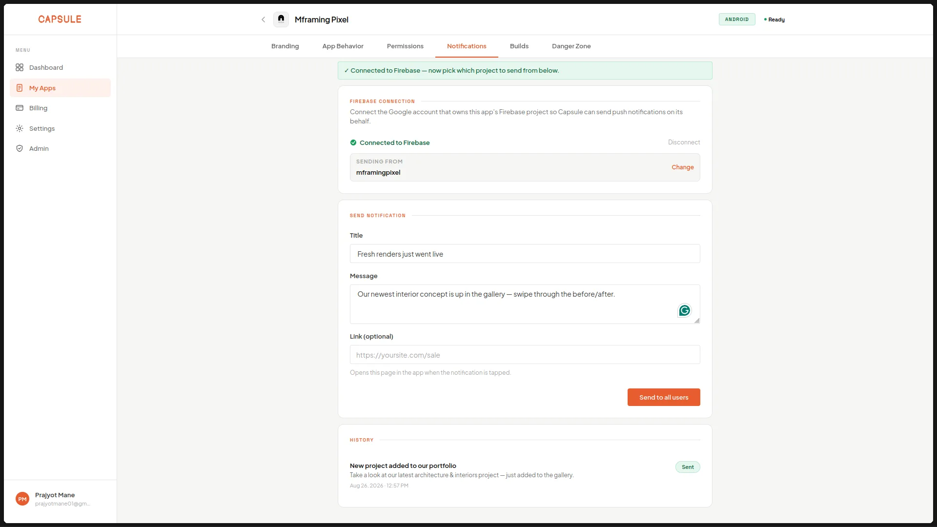 Push notifications shipped in Capsule. screenshot