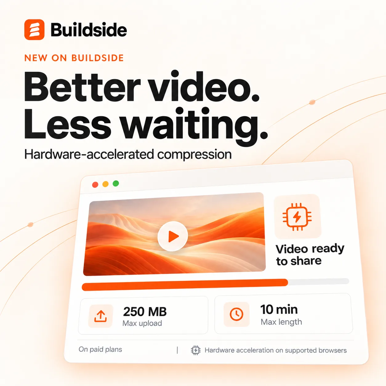 Video uploads just got better on Buildside 🎬 screenshot