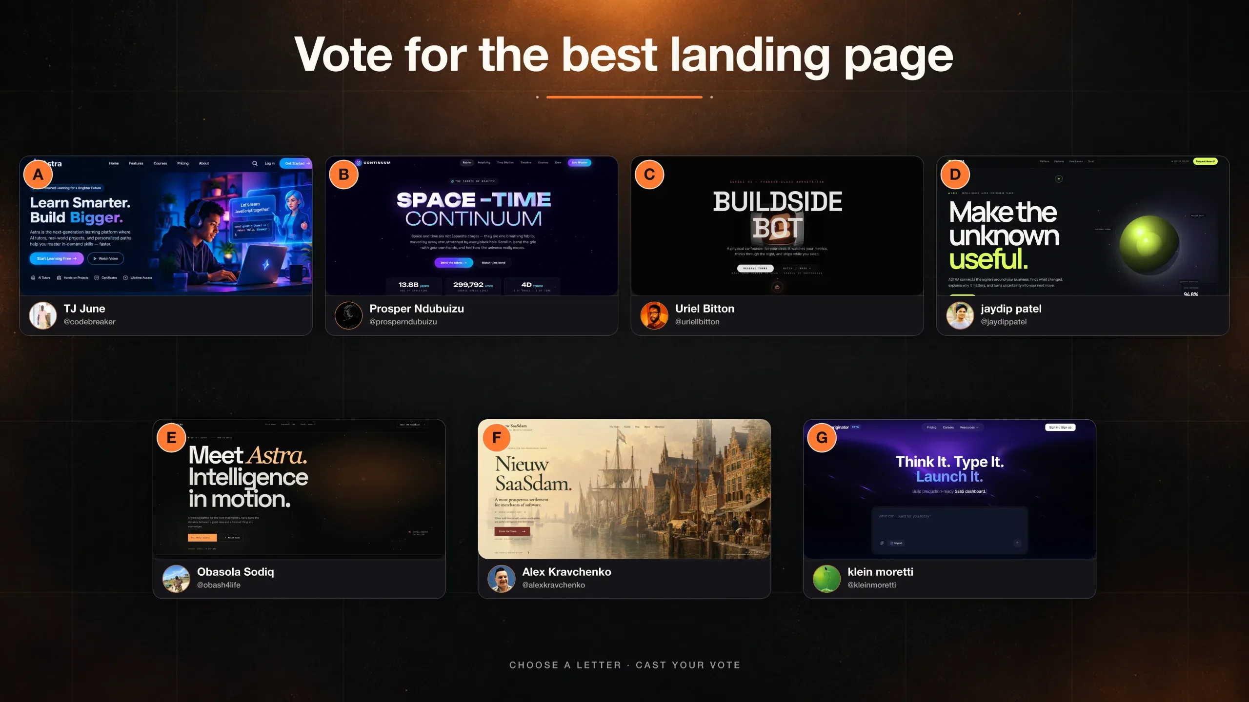 8 hours left to vote for your favorite landing page from the challenge ! screenshot