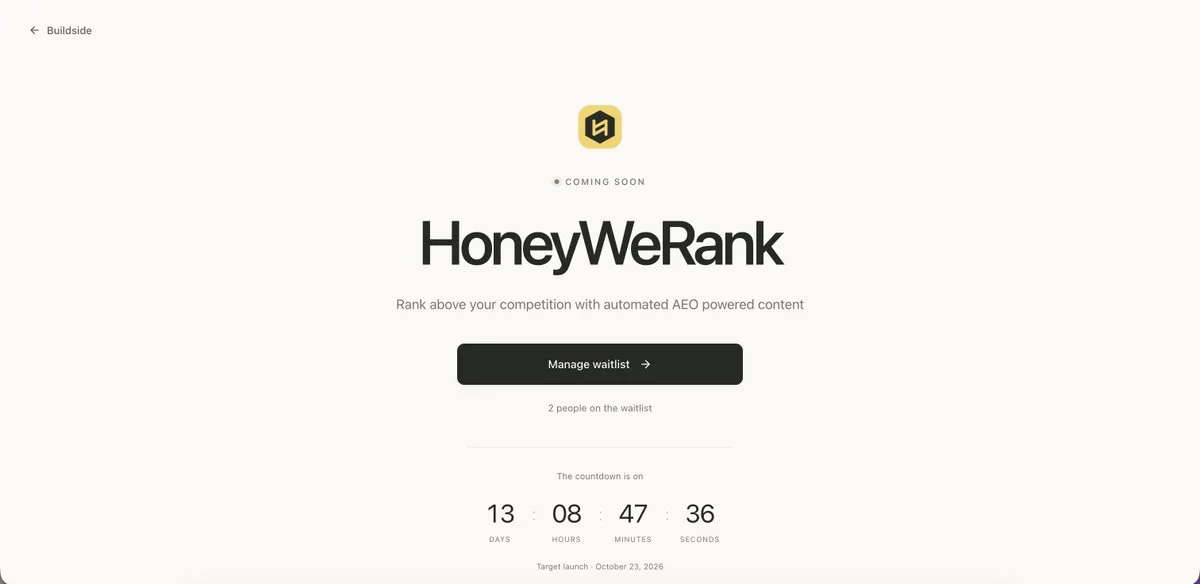Officially launching Honeywerank 2 weeks from today 🚀 screenshot