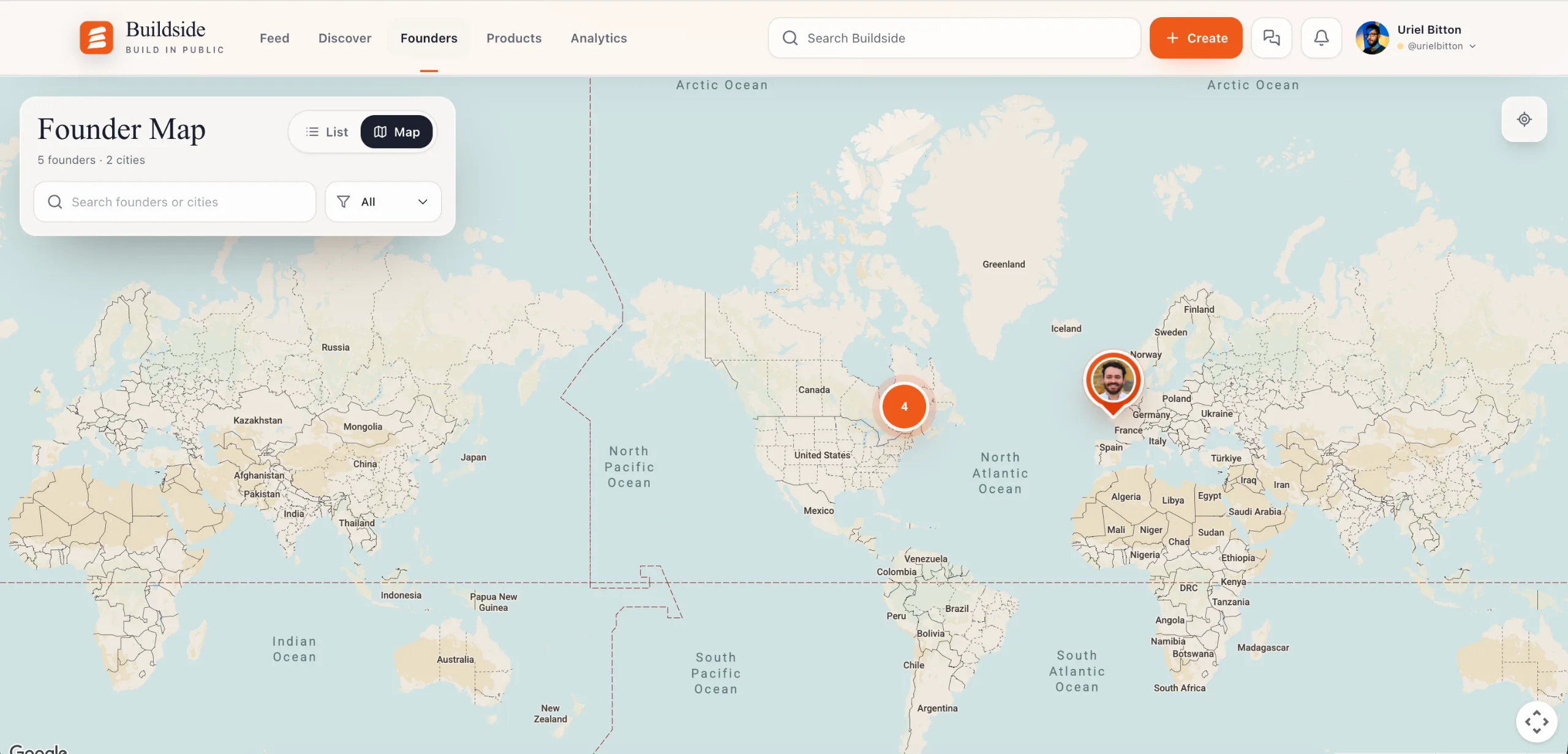 Shipped the first version of founder's map. screenshot