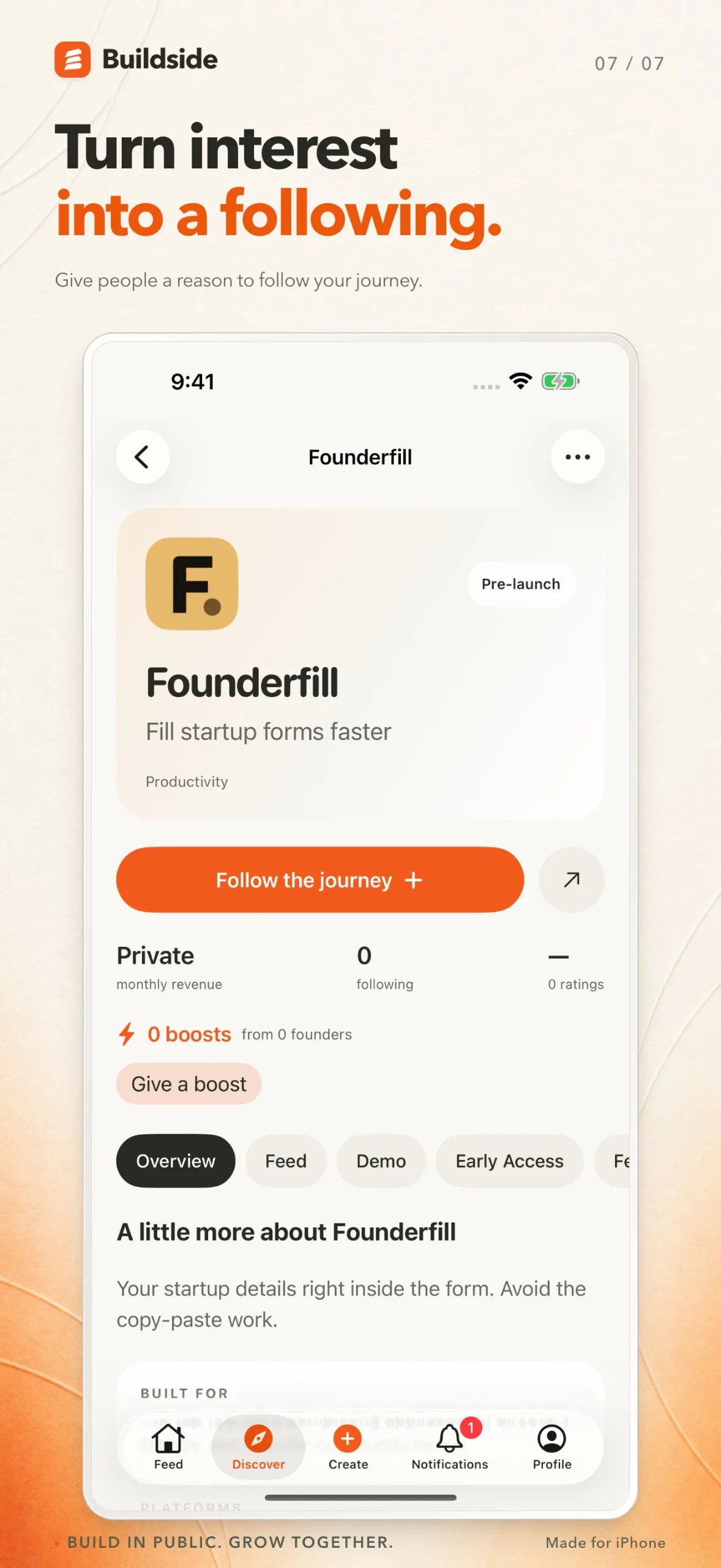I've updated the Buildside mobile app. screenshot