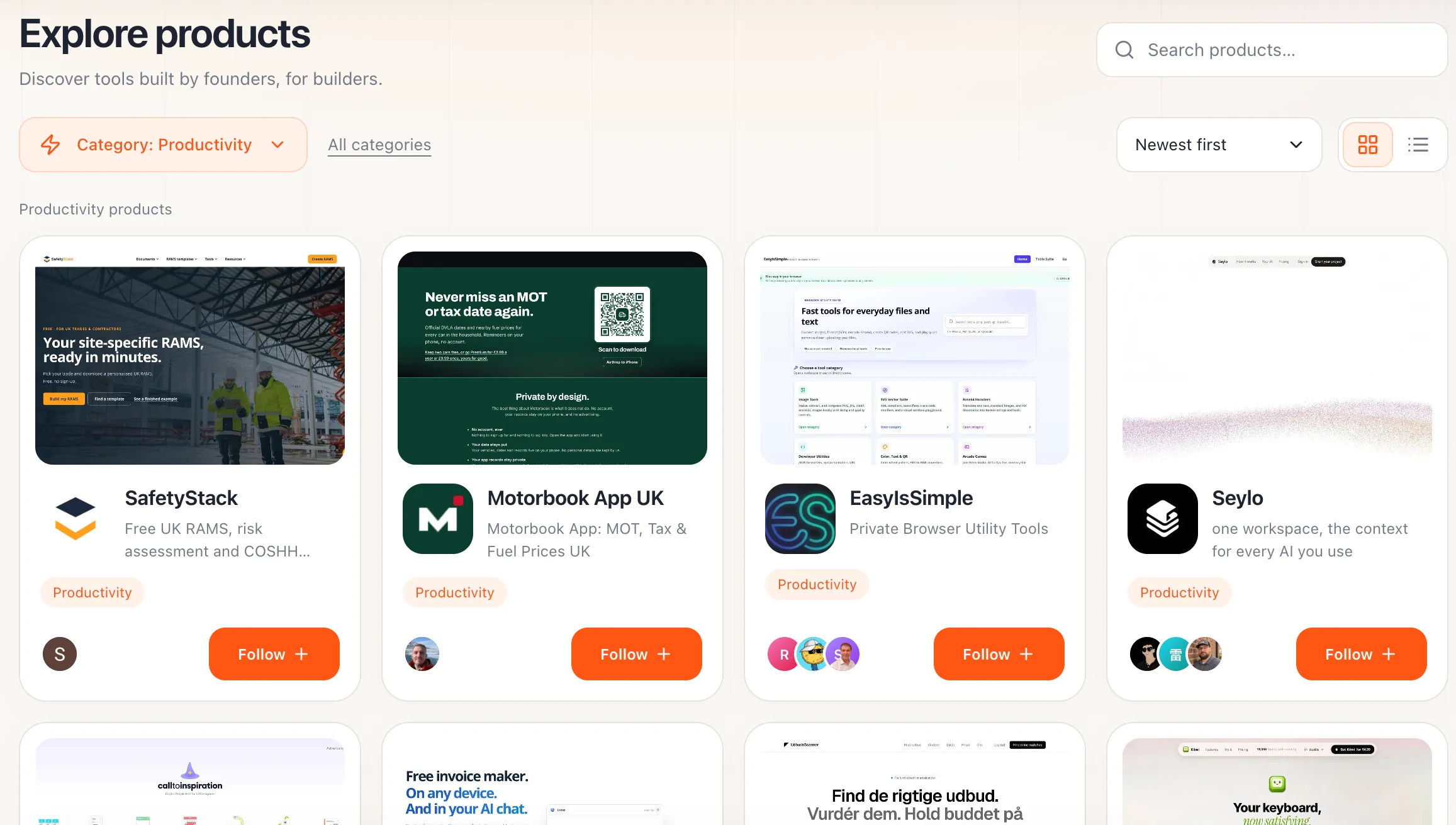 Redesigned Discover page lets you see products in a more organized way. screenshot