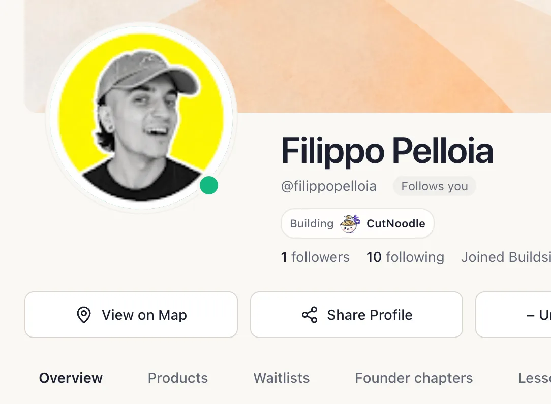 Finally @Filippo Pelloia joined us on Buildside ! screenshot