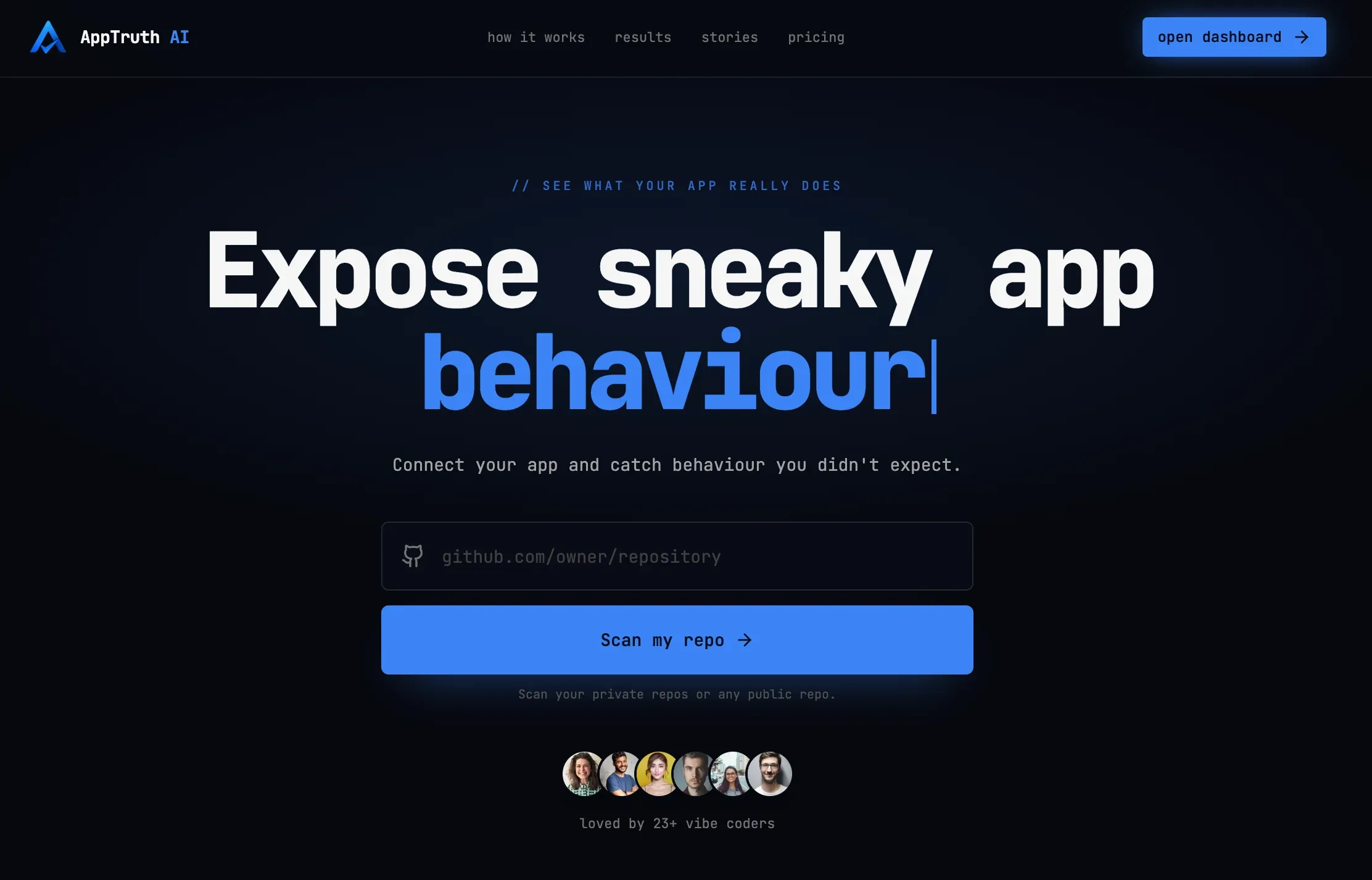 Apptruth lets you scan their github repo and reveals any… screenshot