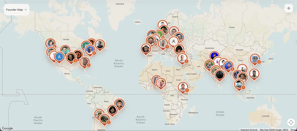 We just crossed 100+ founders on the map 🗺️ screenshot