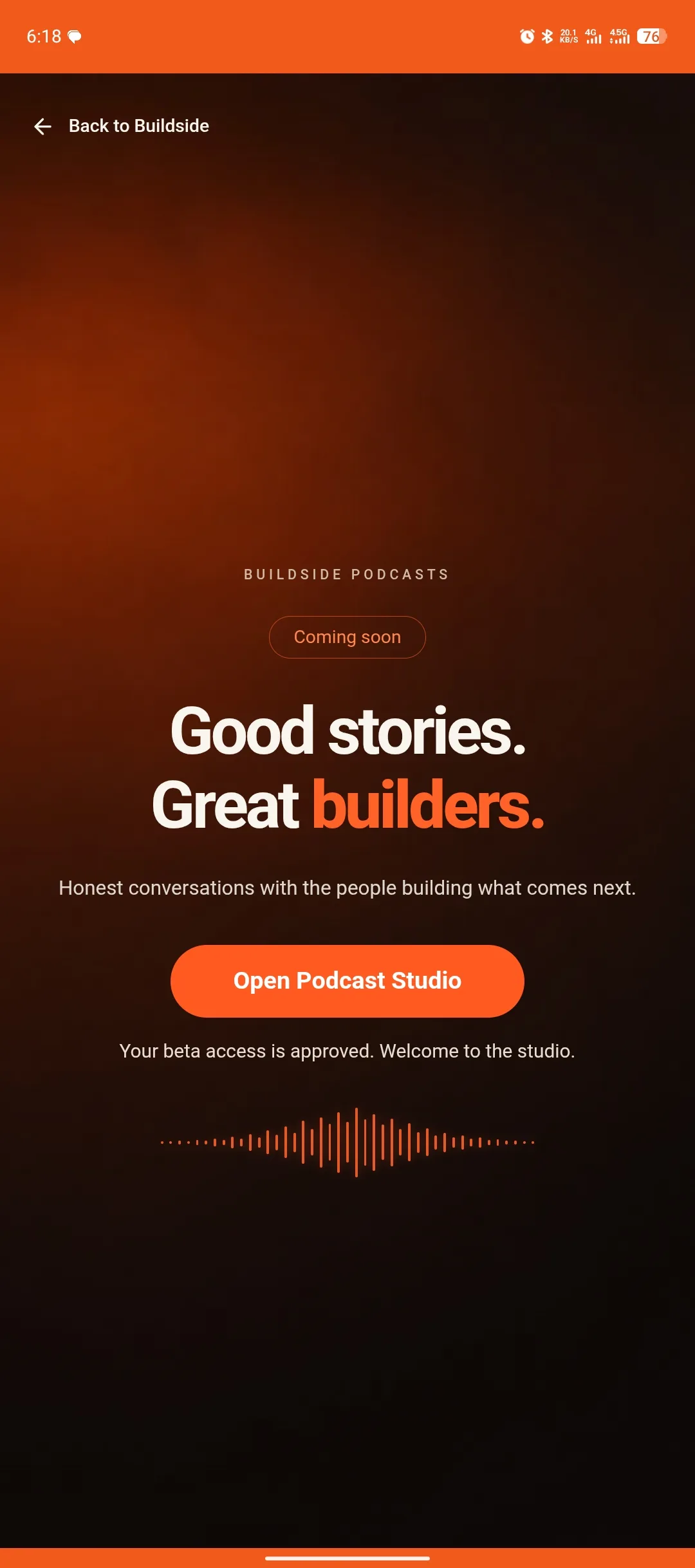 New feature on Buildside screenshot