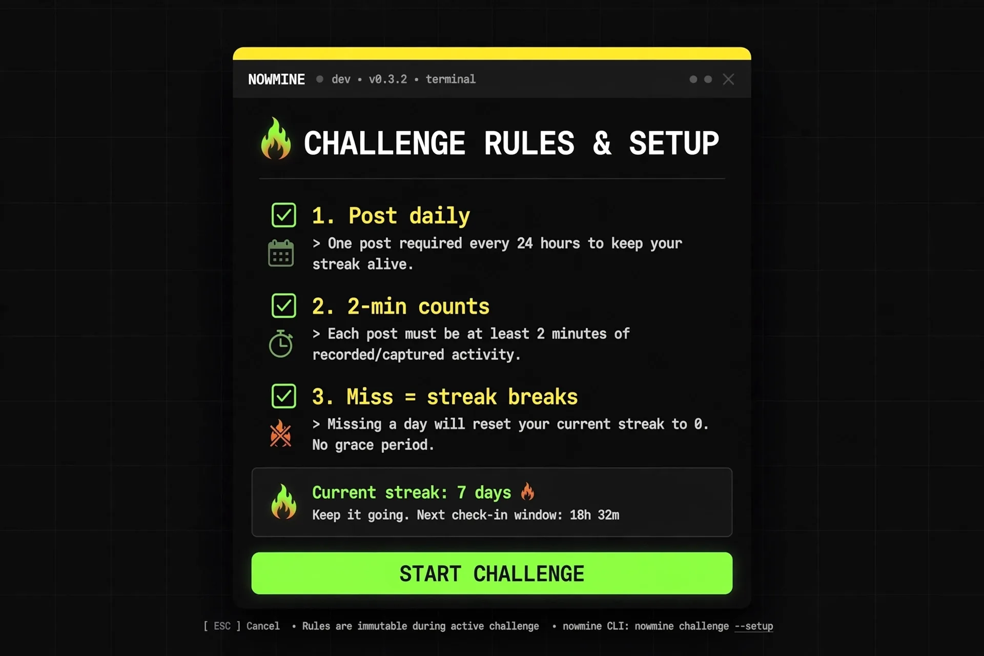Shipping today on NowMine: Challenge Page Rules & Setup screenshot